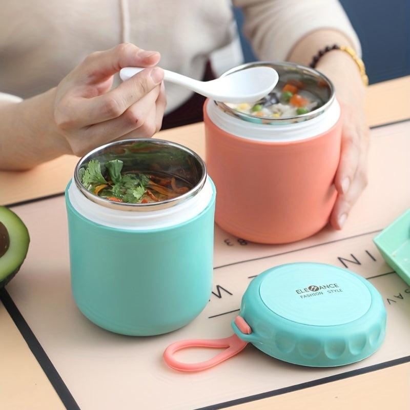 Stainless Steel Insulated Lunch Box 430ml - Round Cylindrical Food Container