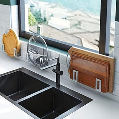 Adjustable Pot Lid Holder Cabinet Door Organizer