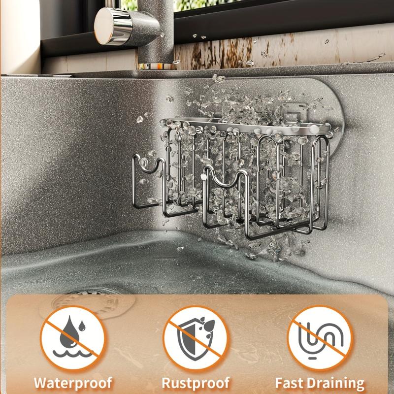 Stainless Steel Drain Basket and Rack for Kitchen and Bathroom Organization