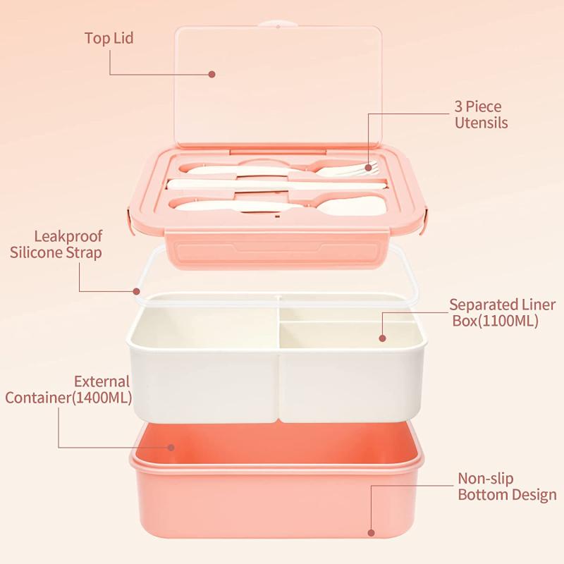 Insulated Bento Box Lunch Box for Adults 1400ml Leakproof BPA-Free