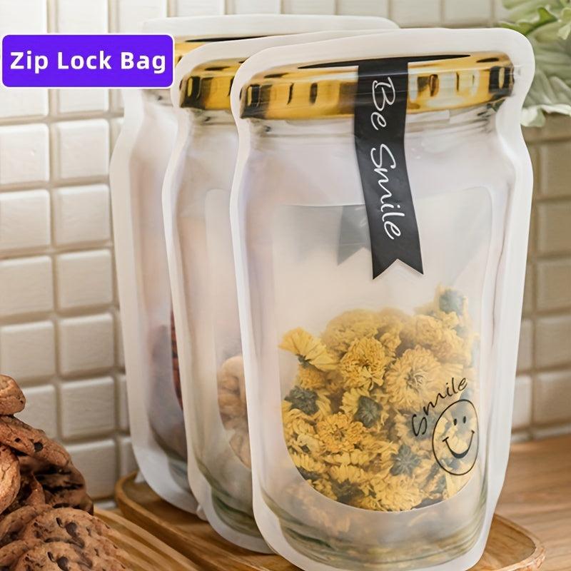 10pcs Reusable Mason Jar Zipper Bags Fresh Keeping Container Leakproof Portable
