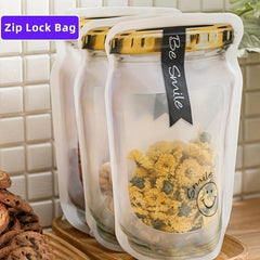 10pcs Reusable Mason Jar Zipper Bags Fresh Keeping Container Leakproof Portable