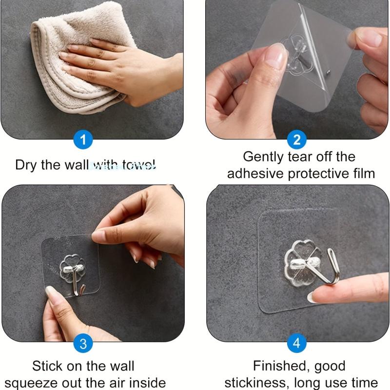 10pcs Transparent Heavy Duty Wall Hooks - Non-marking