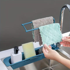 Telescopic Sink Storage Rack with Sponge Soap Holder