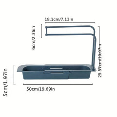 Telescopic Sink Storage Rack with Sponge Soap Holder