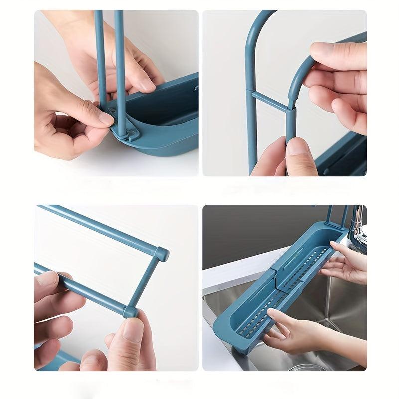 Telescopic Sink Storage Rack with Sponge Soap Holder