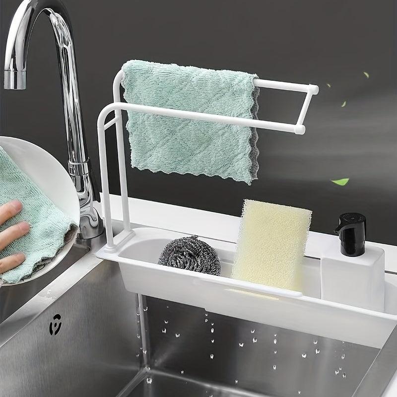 Telescopic Sink Storage Rack with Sponge Soap Holder
