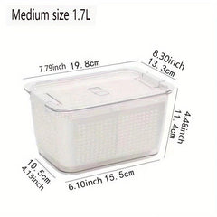 Refrigerator Storage Box Lid Drain Basket Stackable Food Organizer Bins