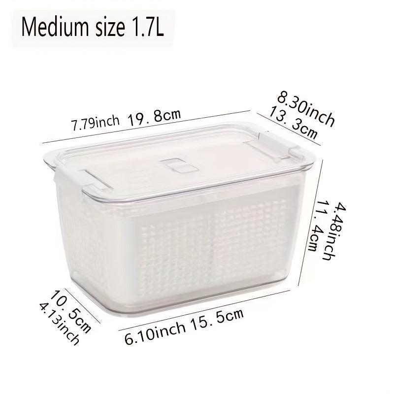 Refrigerator Storage Box Lid Drain Basket Stackable Food Organizer Bins