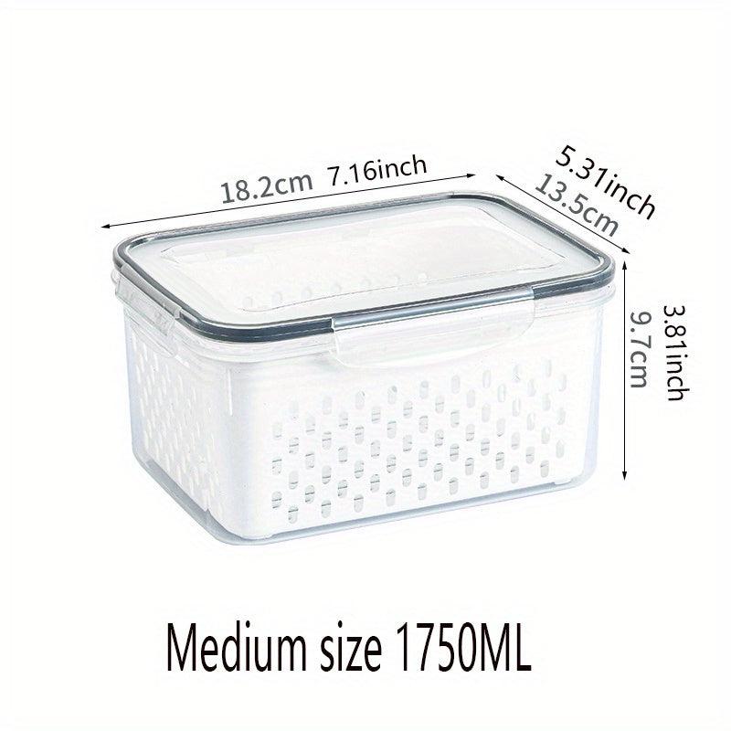 Refrigerator Storage Box Lid Drain Basket Stackable Food Organizer Bins