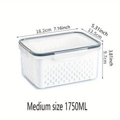 Refrigerator Storage Box Lid Drain Basket Stackable Food Organizer Bins