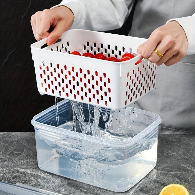 Refrigerator Storage Box Lid Drain Basket Stackable Food Organizer Bins