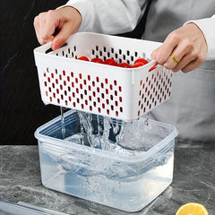 Refrigerator Storage Box Lid Drain Basket Stackable Food Organizer Bins