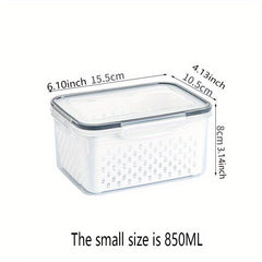Refrigerator Storage Box Lid Drain Basket Stackable Food Organizer Bins
