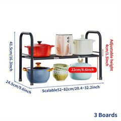 Expandable 2-Tier Under Sink Organizer Shelf Rack with Removable Panels
