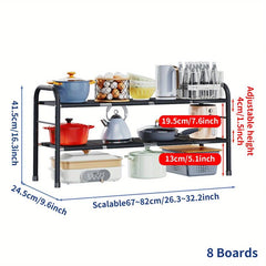 Expandable 2-Tier Under Sink Organizer Shelf Rack with Removable Panels