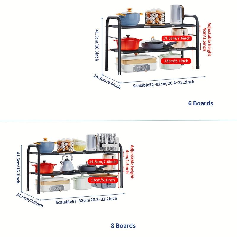 Expandable 2-Tier Under Sink Organizer Shelf Rack with Removable Panels