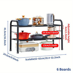 Expandable 2-Tier Under Sink Organizer Shelf Rack with Removable Panels