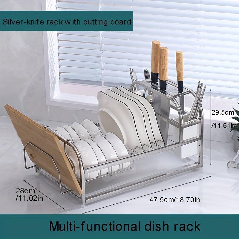 Countertop Dish Rack with Cutting Board and Plate Rack