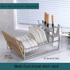 Countertop Dish Rack with Cutting Board and Plate Rack