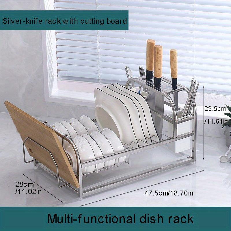 Countertop Dish Rack with Cutting Board and Plate Rack