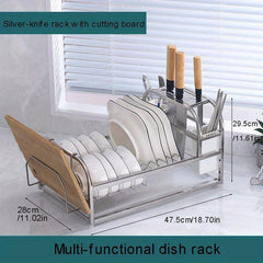 Countertop Dish Rack with Cutting Board and Plate Rack
