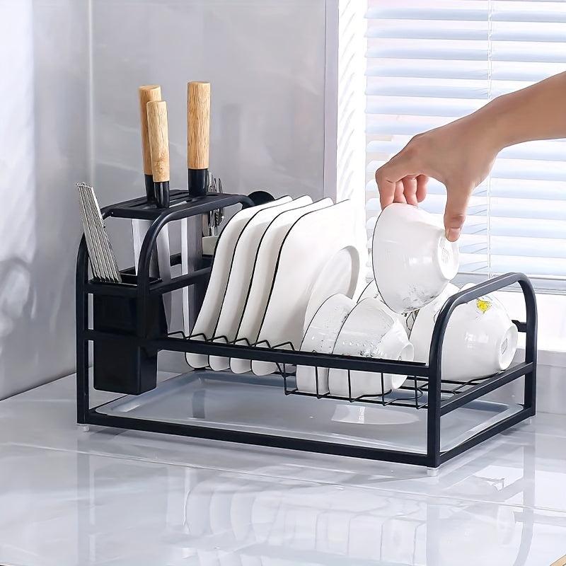 Countertop Dish Rack with Cutting Board and Plate Rack