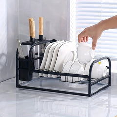 Countertop Dish Rack with Cutting Board and Plate Rack