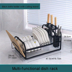 Countertop Dish Rack with Cutting Board and Plate Rack