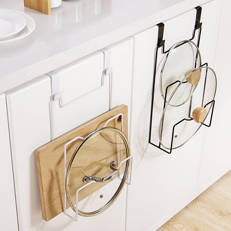 Wall Mounted Pot Lid Cutting Board Holder Kitchen Storage Shelf