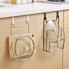 Wall Mounted Pot Lid Cutting Board Holder Kitchen Storage Shelf