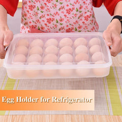 24 Grids Egg Holder With Lid Clear Stackable Plastic Egg Storage Containers
