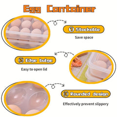 24 Grids Egg Holder With Lid Clear Stackable Plastic Egg Storage Containers