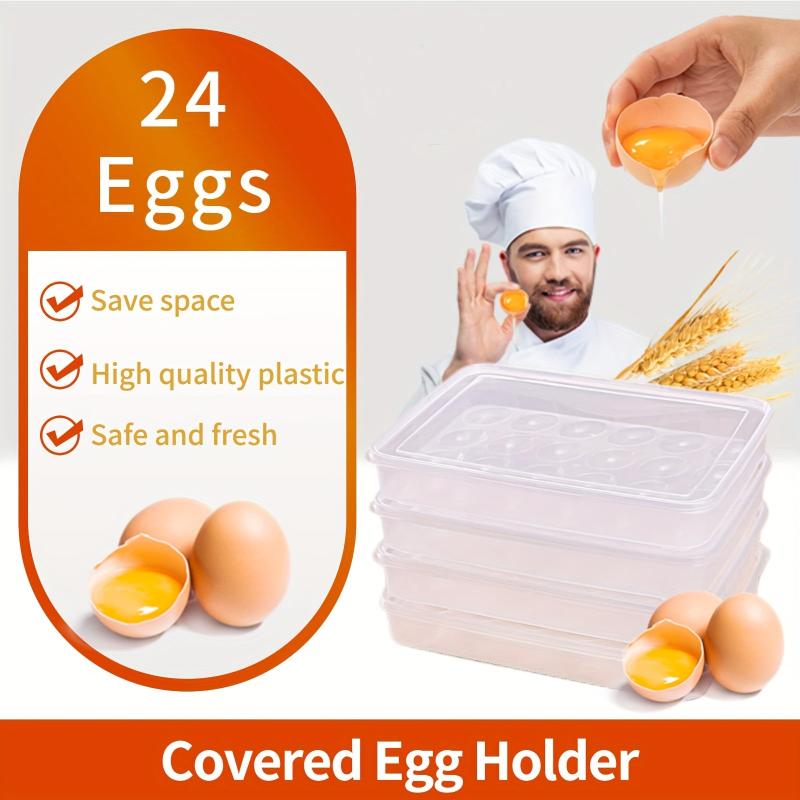 24 Grids Egg Holder With Lid Clear Stackable Plastic Egg Storage Containers