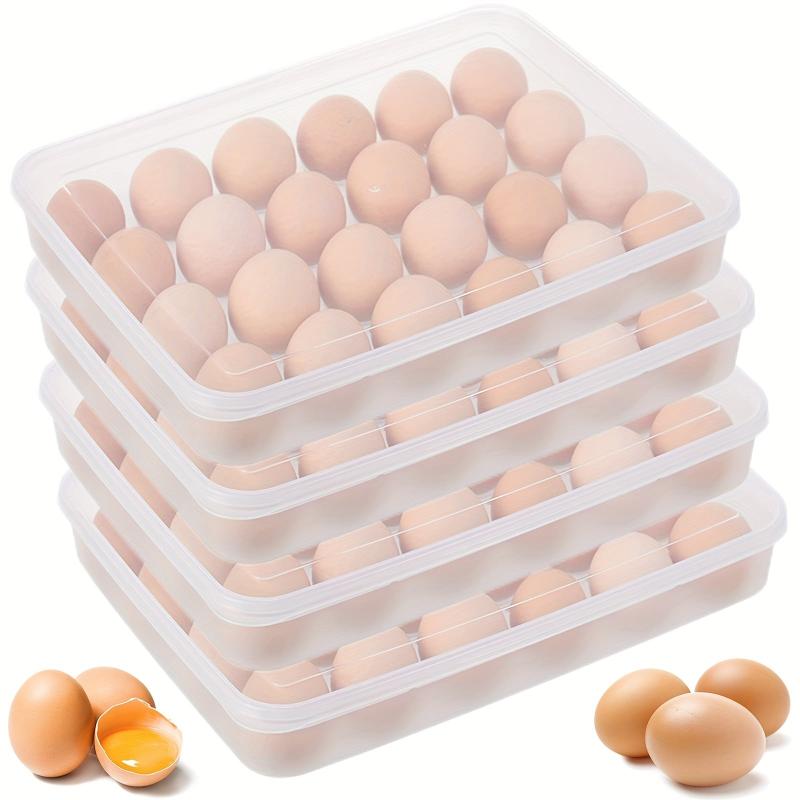 24 Grids Egg Holder With Lid Clear Stackable Plastic Egg Storage Containers