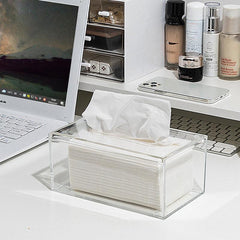 Transparent Tissue Box Paper Dispenser for Kitchen Living Room Desktop