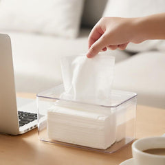 Transparent Tissue Box Paper Dispenser for Kitchen Living Room Desktop