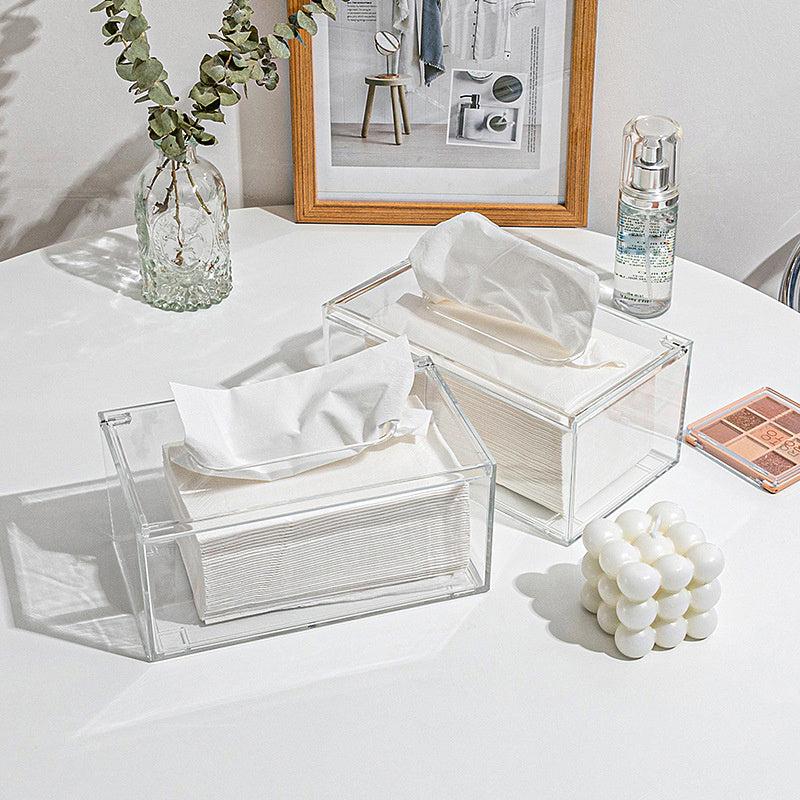 Transparent Tissue Box Paper Dispenser for Kitchen Living Room Desktop