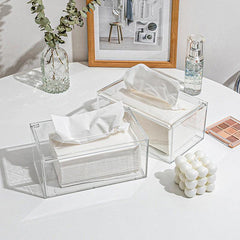 Transparent Tissue Box Paper Dispenser for Kitchen Living Room Desktop