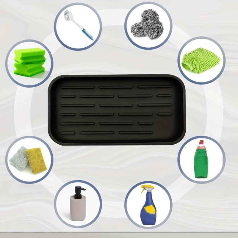 Silicone Dish Drying Mat Sponge Holder Sink Organizer Tray