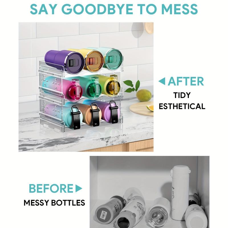 Clear Water Bottle Organizer Double Layer