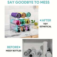 Clear Water Bottle Organizer Double Layer