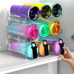 Clear Water Bottle Organizer Double Layer