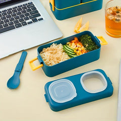 Insulated Bento Box with Tableware and Saucer, Leakproof Lunch Box for Adults
