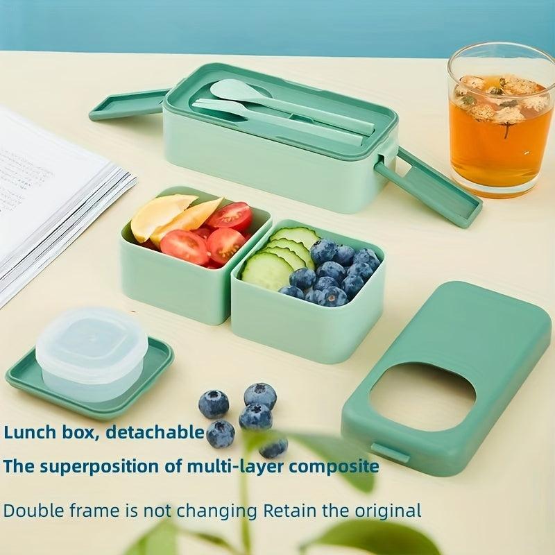 Insulated Bento Box with Tableware and Saucer, Leakproof Lunch Box for Adults