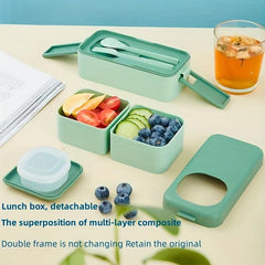 Insulated Bento Box with Tableware and Saucer, Leakproof Lunch Box for Adults