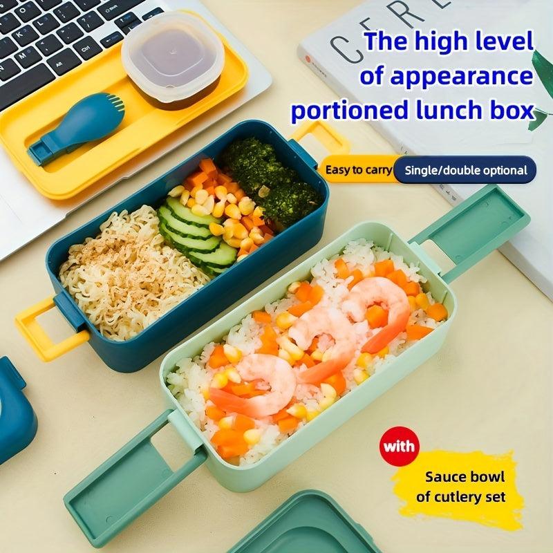 Insulated Bento Box with Tableware and Saucer, Leakproof Lunch Box for Adults