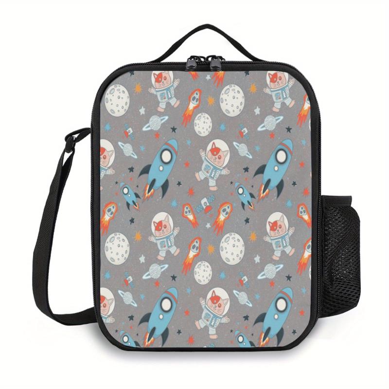 3D Space Cat Lunch Bag Tote Waterproof Insulated Organizer Cooler Bag