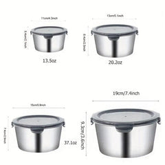 Stainless Steel Fresh Keeping Box Set, Leak Proof with Lid