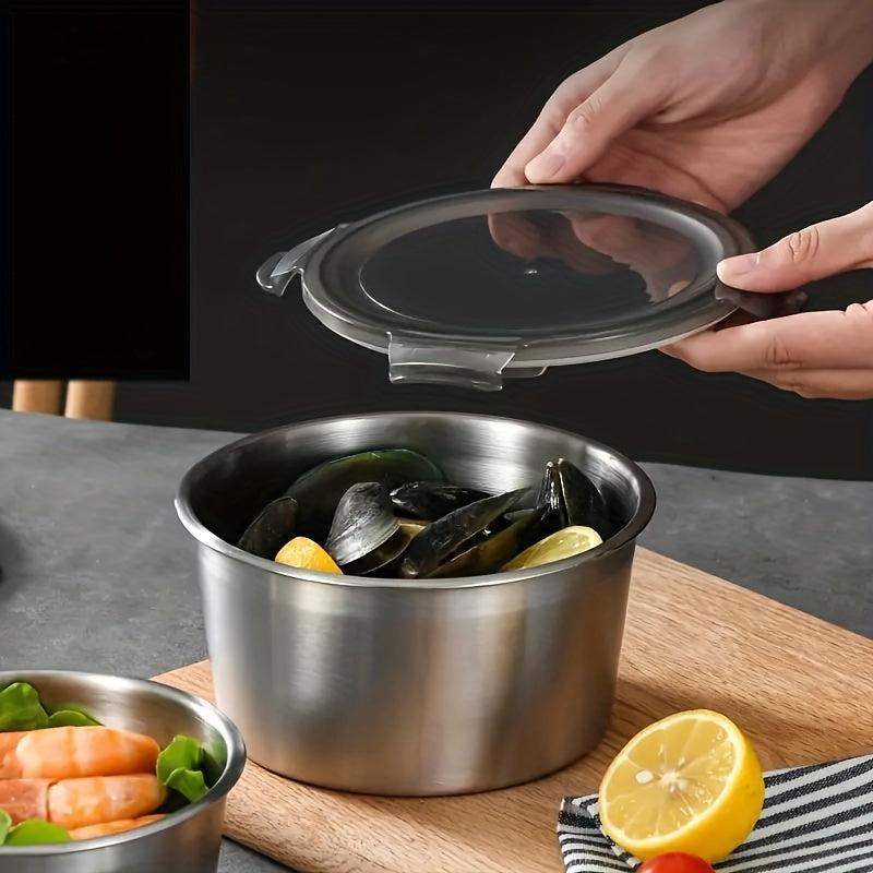 Stainless Steel Fresh Keeping Box Set, Leak Proof with Lid